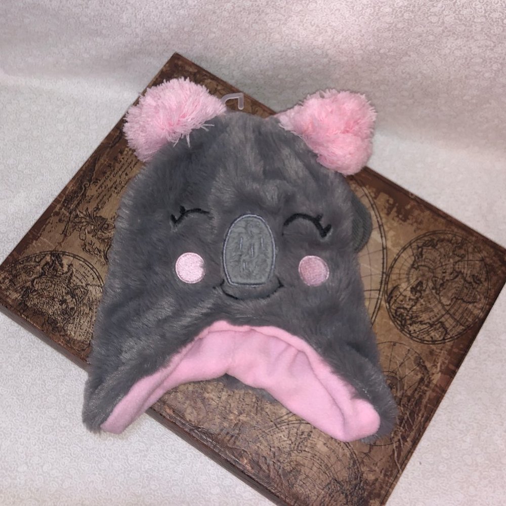 Grey&Pink Koala Winter Cap with Gloves Toddler